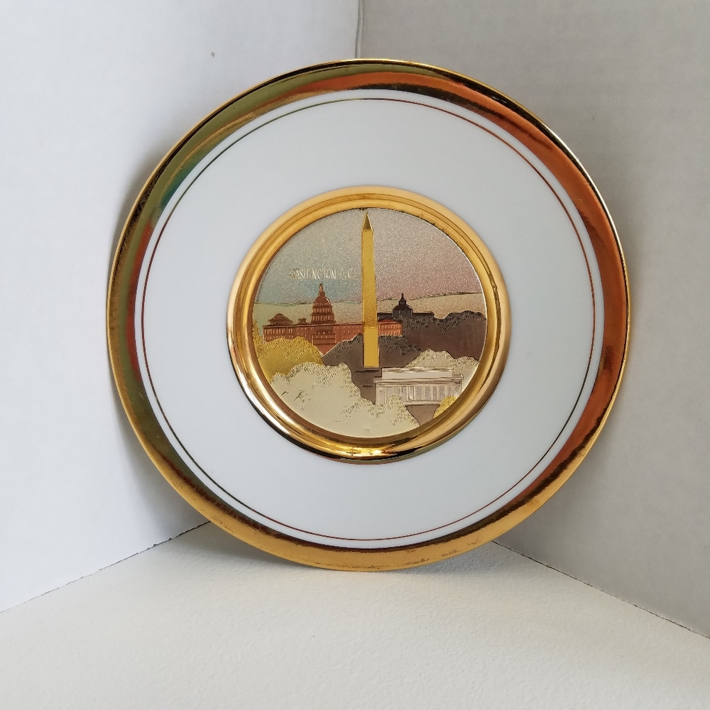 Washington DC Collector Plate 24 K Gold Art Chokin